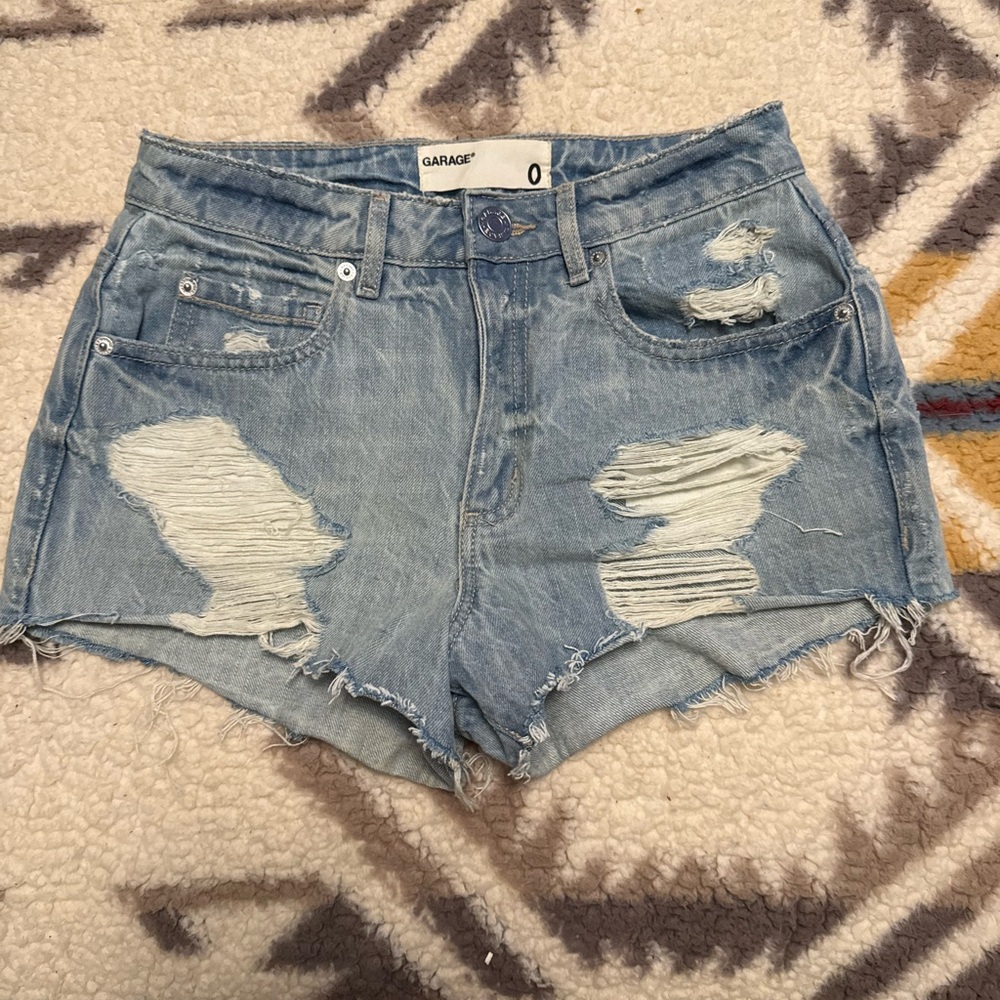 Garage Women's Light Blue Distressed Jean Shorts